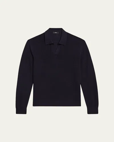 Theory Men's Johnny Collared Merino Sweater In Baltic