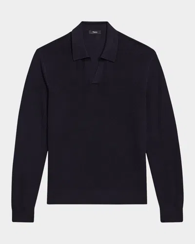 Theory Men's Johnny Collared Merino Sweater In Baltic