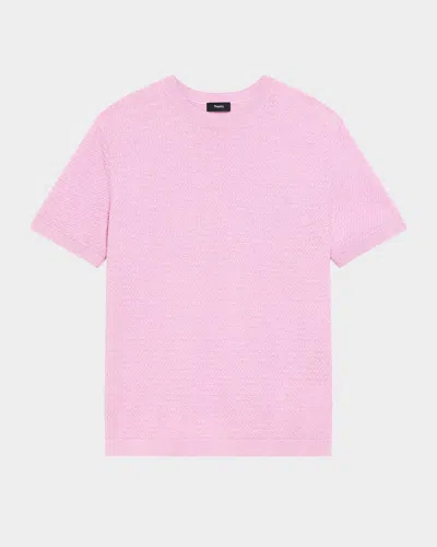 Theory Men's Kolben Knit Short-sleeve Crewneck Sweater In Pink