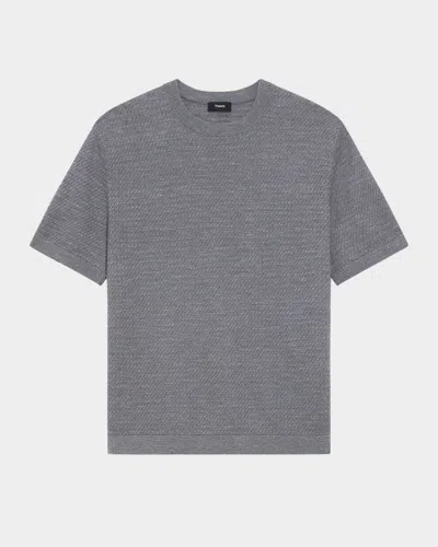Theory Men's Kolben Knit Short-sleeve Crewneck Sweater In Gray