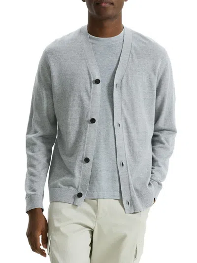 Theory Men's Larus Linen-blend Cardigan In Gray