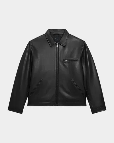 Theory Men's Leather Workwear Jacket In Blk