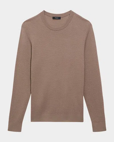 Theory Men's Maden Textured Wool Sweater In Dk Taupe