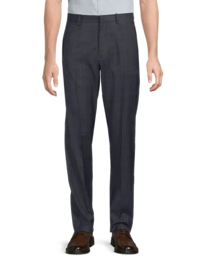 Theory Men's Mayer Checked Virgin Wool Pants In Navy