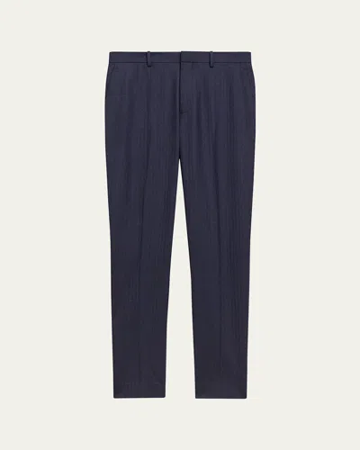 Theory Men's Mayer Herringbone Flannel Pants In Navy Multi