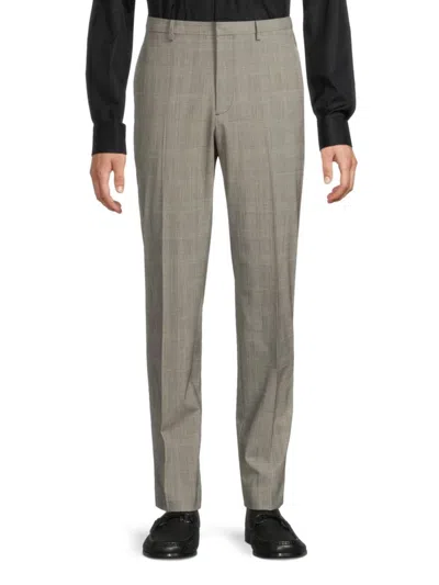 Theory Men's Mayer Plaid Wool-blend Slim-fit Pants In Black Multi