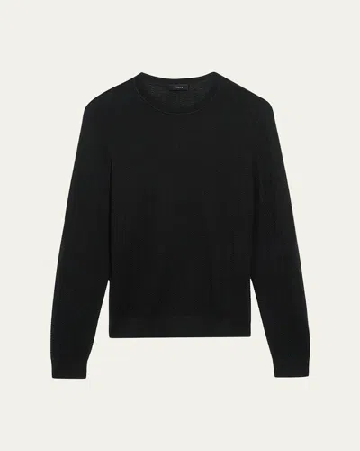 Theory Men's Merino Wool Crewneck Sweater In Black
