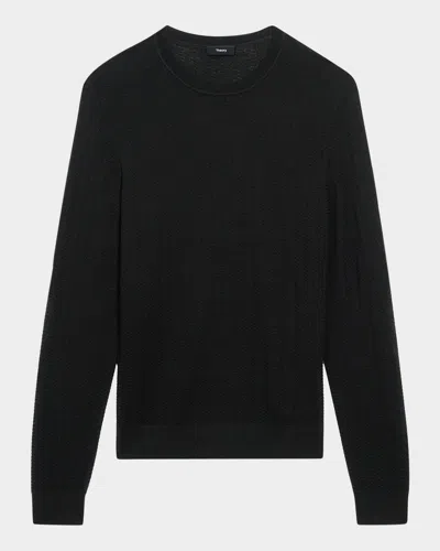 Theory Men's Merino Wool Crewneck Sweater In Black