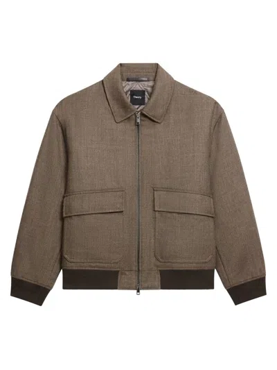 Theory Men's Modern Aviator Wool Jacket In Brown