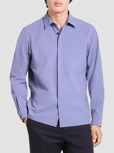 Theory Poplin Point Collar Performance Shirt In Purple