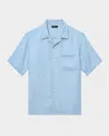 Theory Man Shirt Light Blue Size M Linen, Cotton