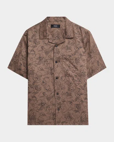 THEORY MEN'S NOLL FLORAL SHORT-SLEEVE SHIRT