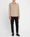 Theory Rammy Poplin Button-up Shirt In Taupe