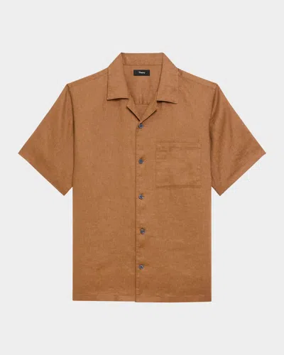 THEORY MEN'S NOLL LINEN CAMP-COLLAR SHIRT