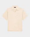 Theory Noll Short Sleeve Button Front Linen Camp Shirt In Neutral