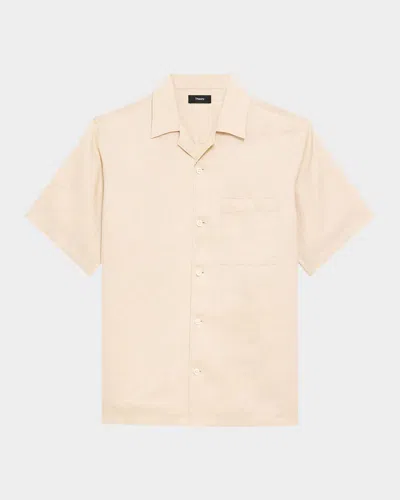 THEORY MEN'S NOLL LINEN CAMP-COLLAR SHIRT