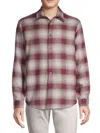Theory Men's Noll Relaxed-fit Plaid Flannel Shirt In Wine Multi