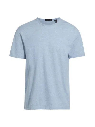 Theory Precise Luxe Cotton Jersey Tee In Powder Blue Melange