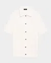 Theory Men's Ribbed Linen-blend Short-sleeve Sweater In White