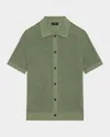 Theory Short-sleeve Button-up Shirt In Pacific Linen In Green
