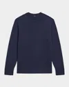Theory Riland Cabled Cotton Crewneck Sweater In Baltic