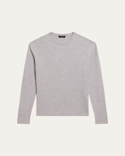 Theory Men's Riland Cable-knit Crewneck Sweater In Silver Heather
