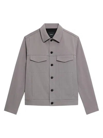 Theory Men's River Neoteric Twill Trucker Jacket In Gray