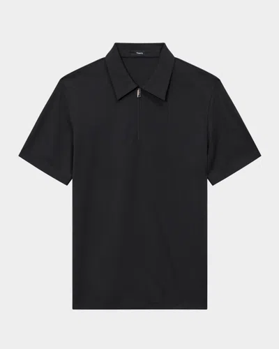 Theory Men's Ryder Quarter-zip Jersey Polo Shirt In Black