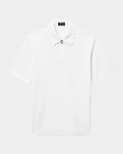 Theory Men's Ryder Quarter-zip Jersey Polo Shirt In White
