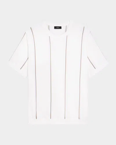 THEORY MEN'S SHORT-SLEEVE STRIPED T-SHIRT IN TACTILE COTTON
