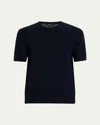 Theory Cable Short Sleeve Cotton Blend Sweater In Blue