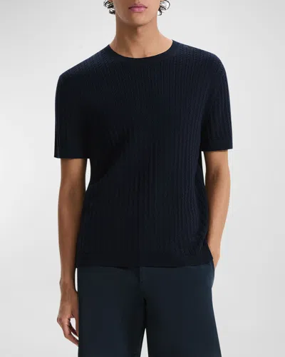 Theory Men's Soft Cable-knit T-shirt In Baltic