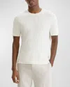 Theory Cable Short Sleeve Cotton Blend Sweater In Ivory