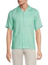 THEORY MEN'S SOLID LINEN CAMP SHIRT