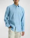 Theory Men's Irving Long-sleeve Linen Shirt In Powder Blue
