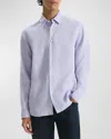 Theory Men's Solid Linen Sport Shirt In Soft Iris