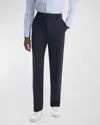 Theory Mayer Herringbone Wool Blend Flannel Dress Pants In Nav