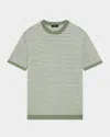 Theory Stripe Linen Tee In Green