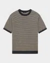 Theory Men's Stripe Knit Short-sleeve Crewneck Sweater In Black