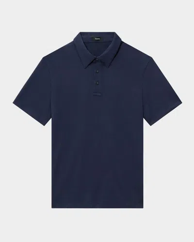 THEORY MEN'S STRIPED COTTON-BLEND POLO SHIRT