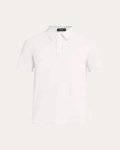 Theory Men's Striped Cotton-blend Polo Shirt In White
