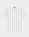 Theory Men's Summer Dobby Stripe Short-sleeve Shirt In White