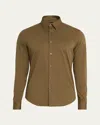 Theory Sylvain Nd Structure Knit Button-up Shirt In Green