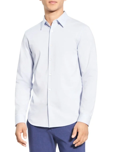 Theory Sylvain Structure Knit Regular Fit Shirt In Deep Sea Blue