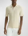 Theory Damian Variegated Rib Cotton Blend Polo Sweater In Sand