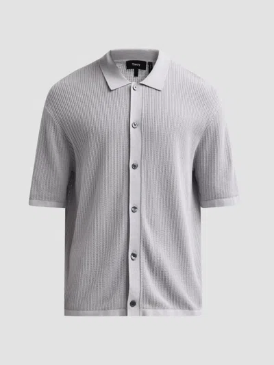 Theory Men's Textured Cotton Knit Short-sleeve Shirt In New Dark Vapor