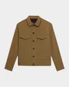 Theory River Cotton Blend Twill Trucker Jacket In Green