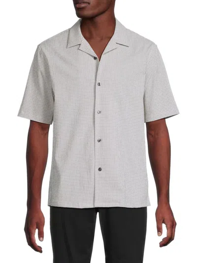 Theory Men's  Daze Micro Grid Cotton-blend Shirt In White