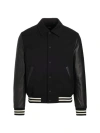 Theory Varsity Jacket In Textured Gabardine In Black