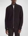 Theory Gary Ribbed Knit Zip Sweater Baltic/force Grey In Hickory